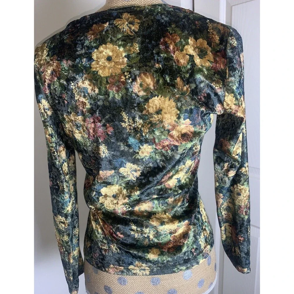 VtG Velvet Top Floral Small Dark Fairy Goblincore Whimsigoth Forest Earth Boho - Picture 7 of 11
